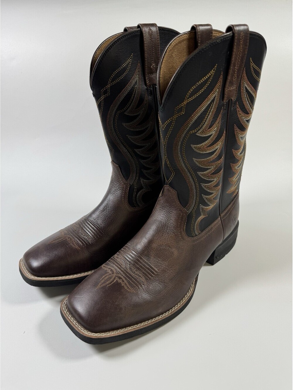 Ariat 10029689 Men’s 11.5D Brown Black Leather Square Toe Western Cowboy Boots